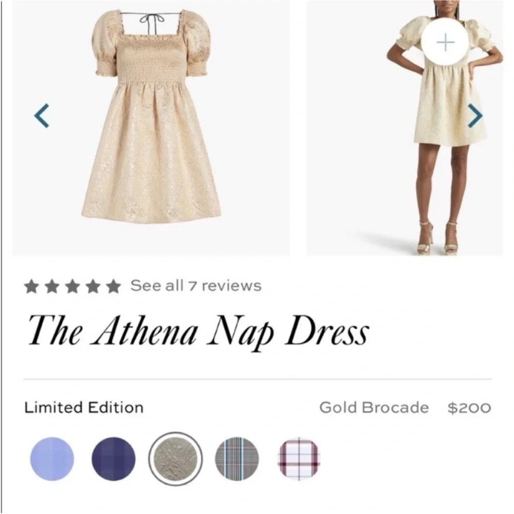 Hill House Athena Nap dress - Gold Brocade. M. - Picture 4 of 8